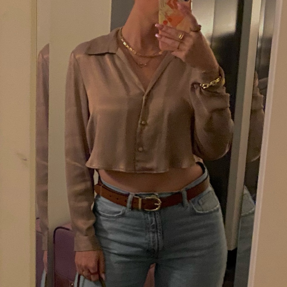 Zara Silky cropped blouse